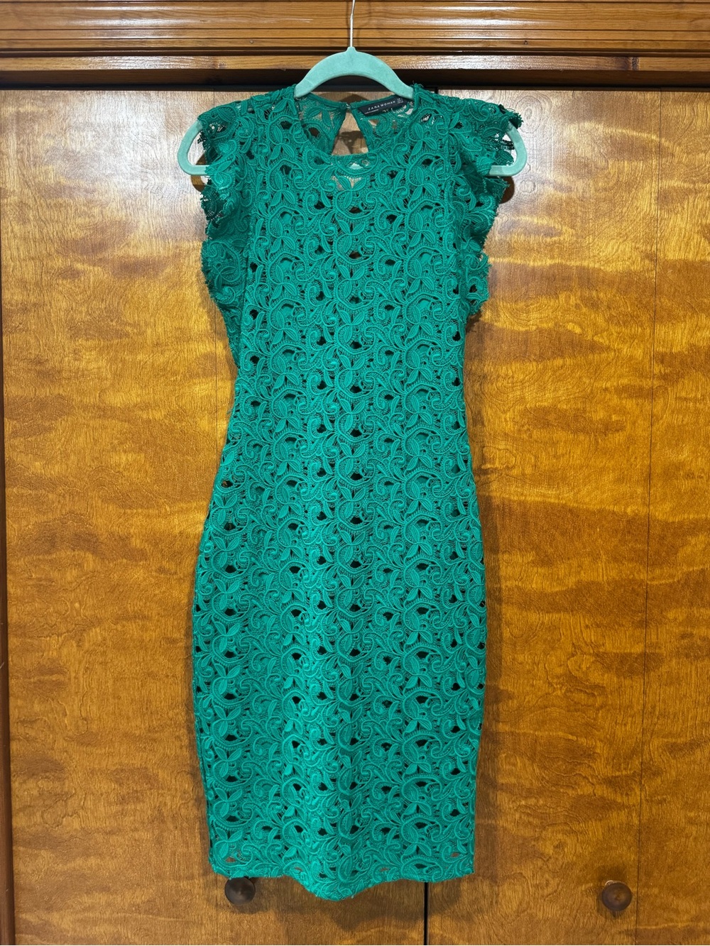 Zara Emerald Green Lace Cocktail Dress Size S